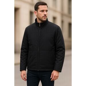 Lagerfeld Men’s Black Quilted Lined Full Zip Jacket Size 54 (XL) Made in Turkey